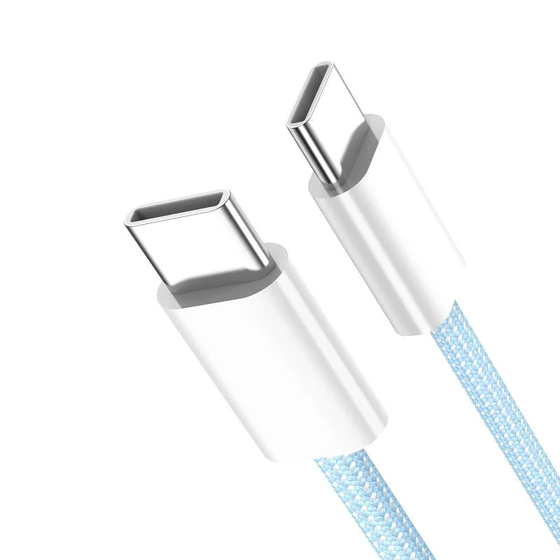 PD 60W Type C to Type C Color Cable For iphone 15 15pro Fast Charging For Xiaomi Samsung Huawei Type C Weaving Cable 1M 2M 3M