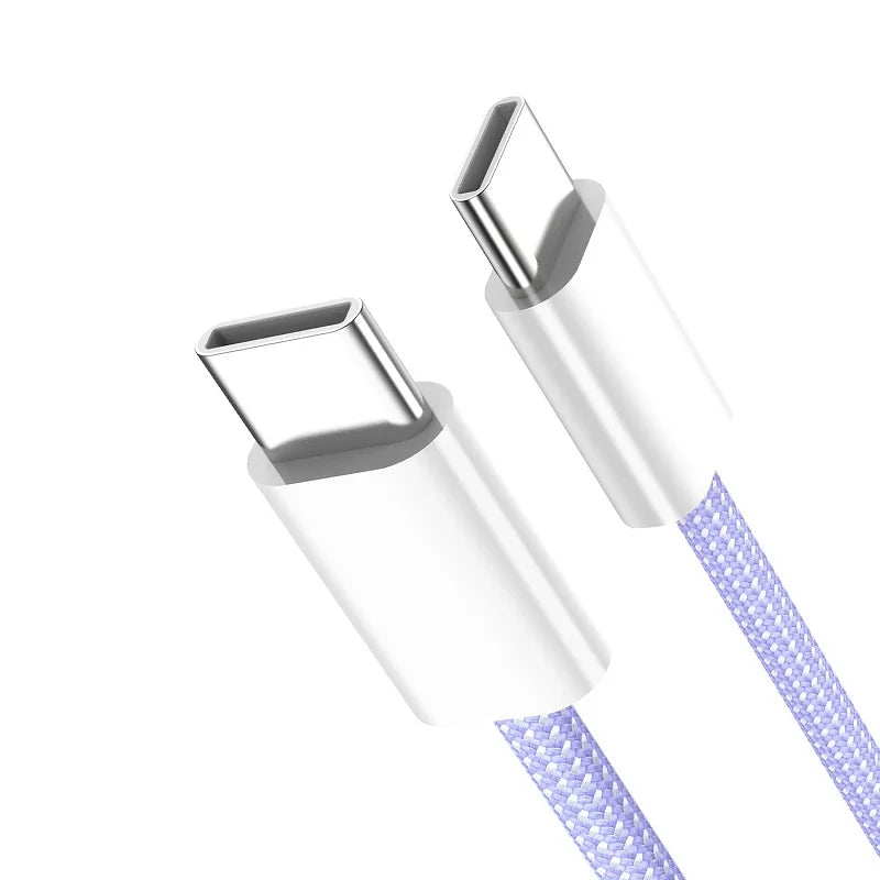 PD 60W Type C to Type C Color Cable For iphone 15 15pro Fast Charging For Xiaomi Samsung Huawei Type C Weaving Cable 1M 2M 3M