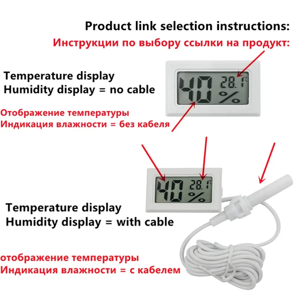 Square Embedded Digital Thermo-Hygrometer for Reptile Terrarium Humidity Box Home Industrial Digital Temperature Humidity Gauge