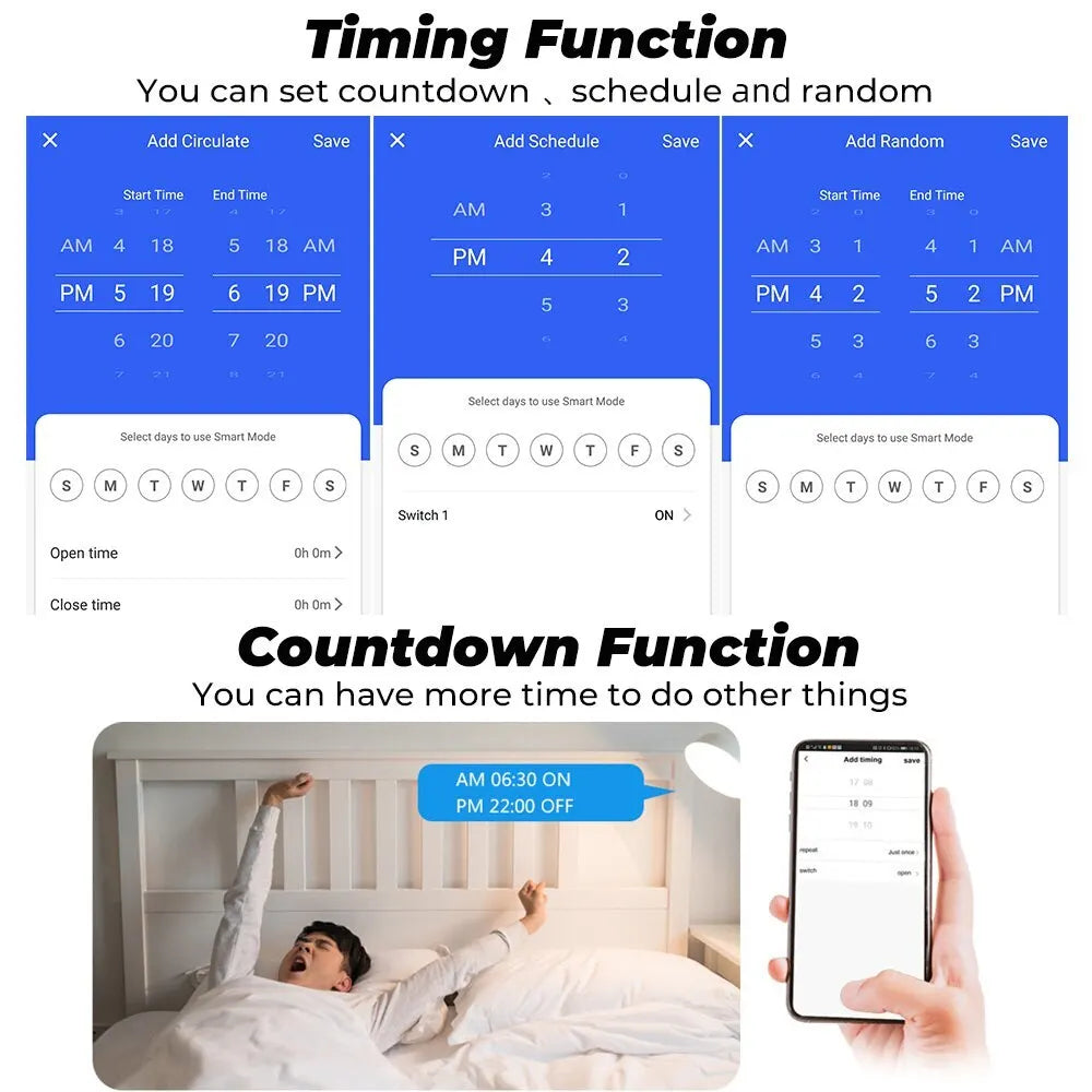 Tuya Smart Socket EU16A/20A Wifi Smart Plug With Power Monitoring Smart Life APP Remote Control Support Google Assistant Alexa