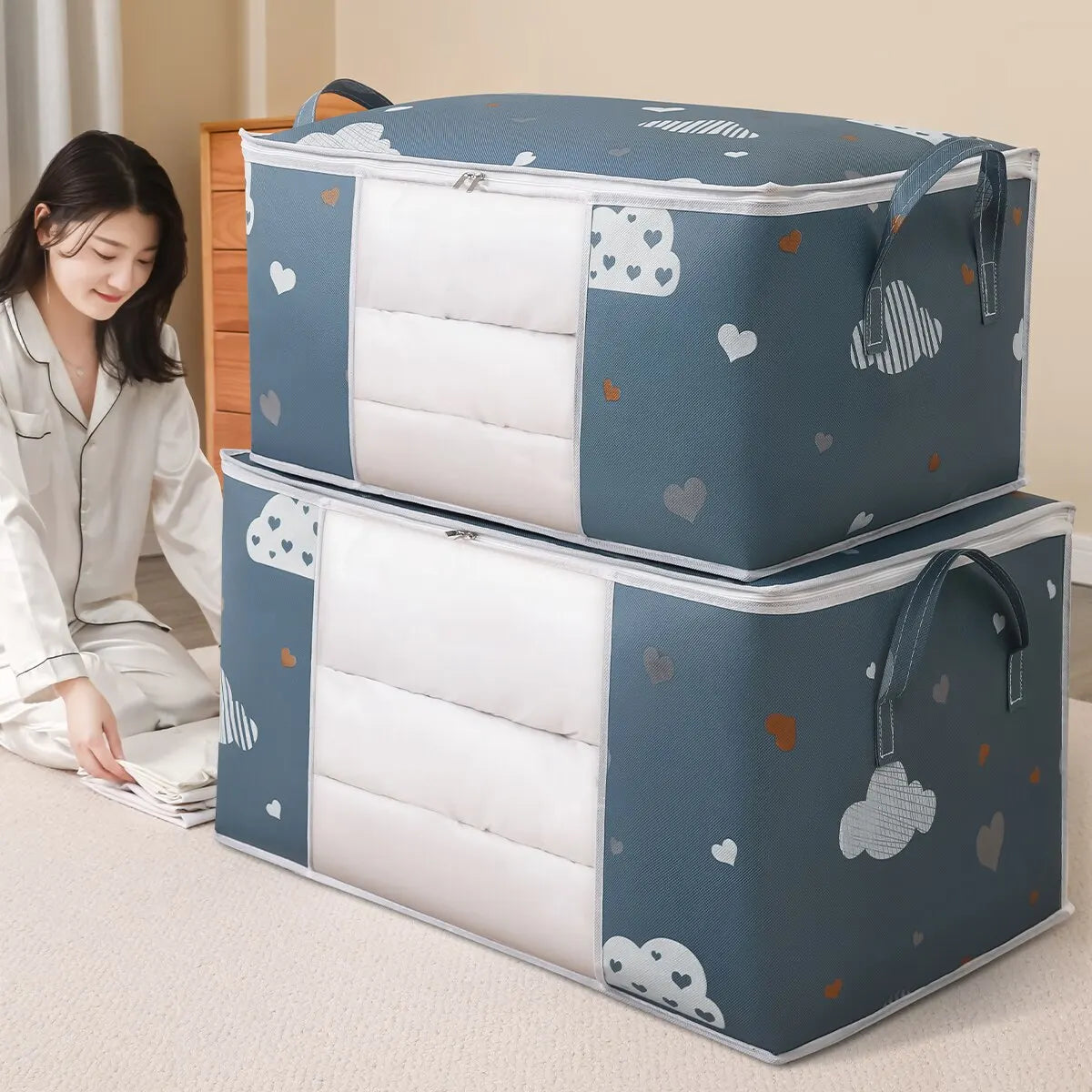 Large Capacity Multi-Purpose Storage Bag with Handles, Dustproof  Moisture-Resistant Odorless Non-Woven Fabric