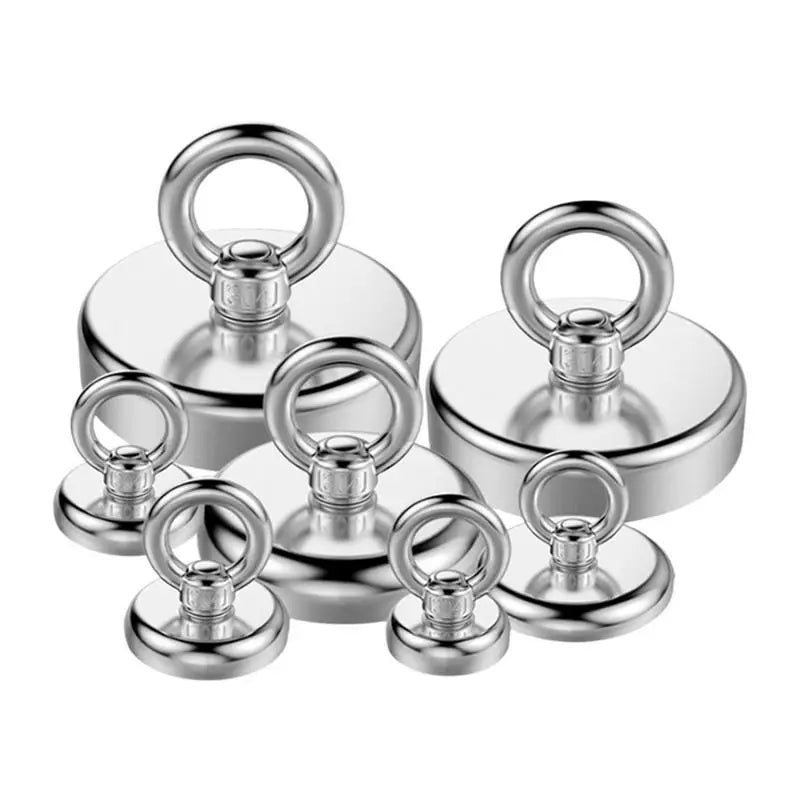Strong Neodymium Fishing Magnet Hooks Heavy Duty Magnet with Countersunk Hole Eyebolt 16-60mm Salvage Searcher Magnets