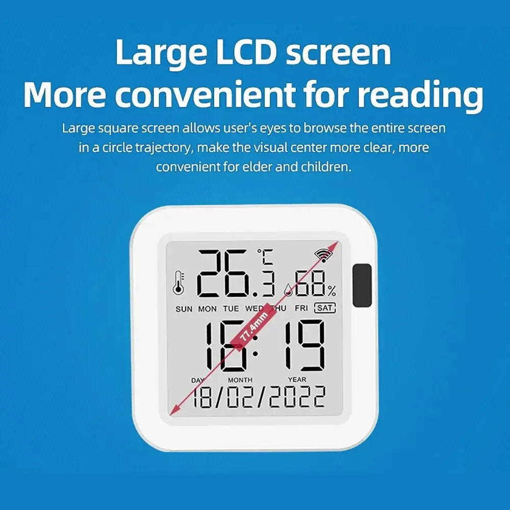 Tuya Temperature and Humidity Smart Sensor With Backlight for Smart Home var WiFi SmartLife Work with Alexa Google Assistant 