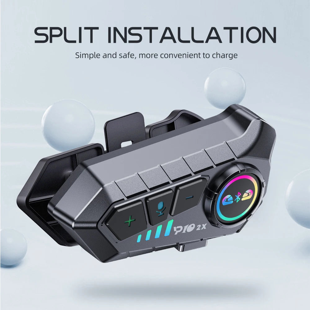 Kebidumei YP10 2X Wireless Bluetooth5.3 Motorcycle Helmet Intercom Headset Waterproof 300 m Intercomunicador Speaker Earphone