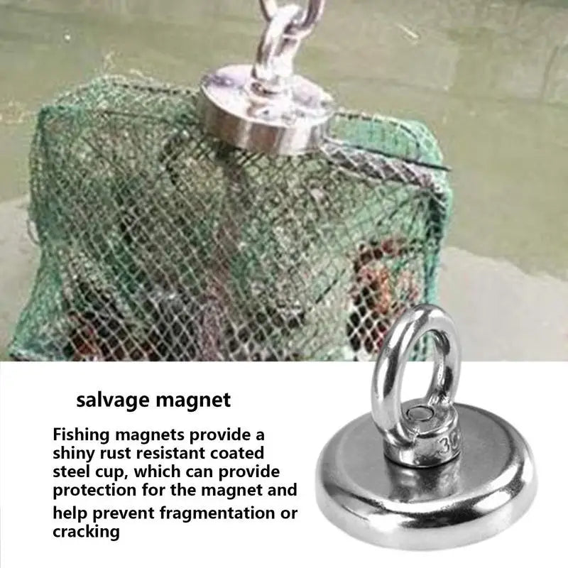 Strong Neodymium Fishing Magnet Hooks Heavy Duty Magnet with Countersunk Hole Eyebolt 16-60mm Salvage Searcher Magnets